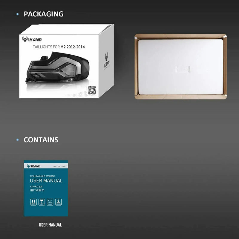 VLAND Full LED Tail Lights for BMW 2 Series M2 2014-2021 1st Gen (F87/F22/F23) w/ Sequential Turn [2nd Gen Coupé Style]