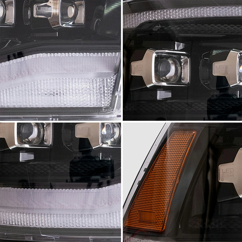 VLAND LED Reflector Projector Headlights + LED Tail Light for 09-18 Dodge RAM 1500/2500/3500
