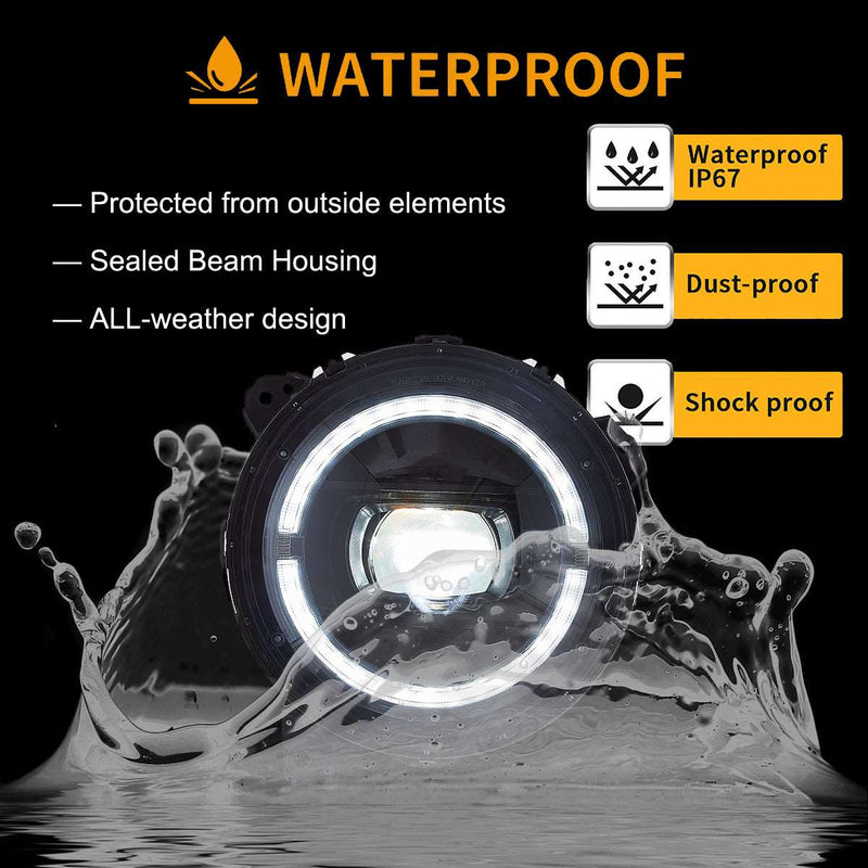 VLAND Full LED Headlights For Jeep Wrangler 2018-UP w/ Startup Animation (9 Inches) YAA-MR-0313A