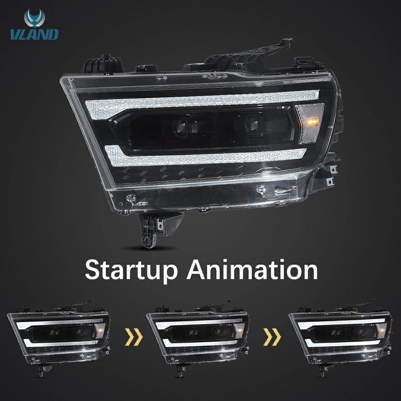 VLAND Full LED Projector Headlights For Ram 1500 2019-2024 5th Gen