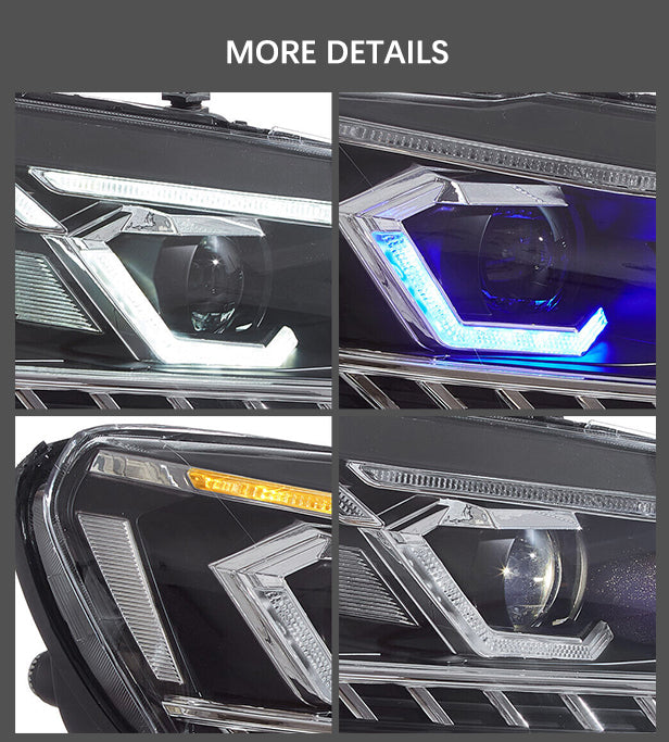 Reflektory VLAND Full LED Dual Beam dla Passata 2011–2015 1. generacji (pierwsza generacja A32/A33. Ameryka Północna)