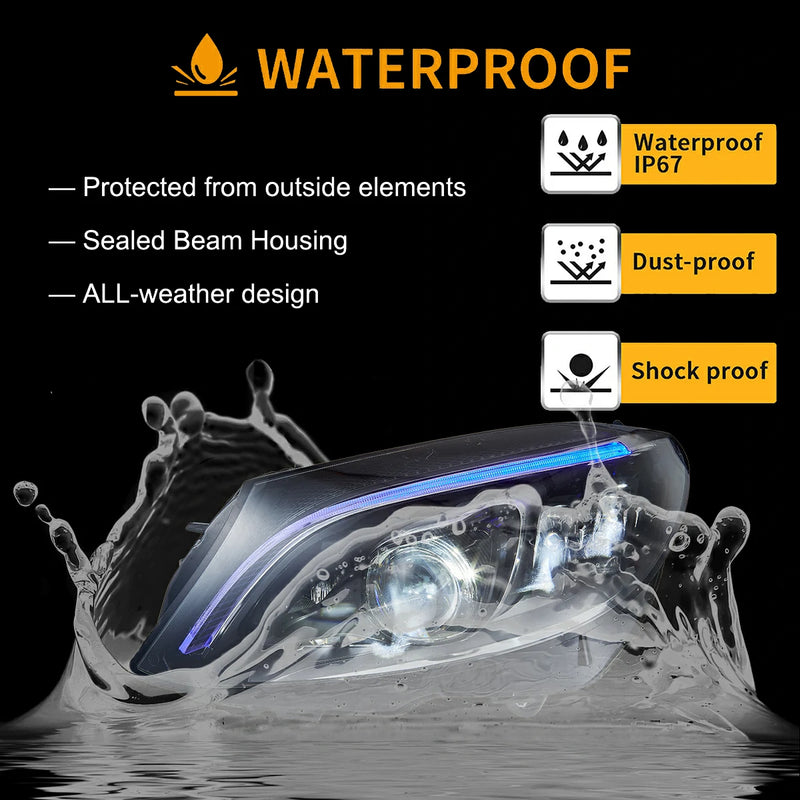 VLAND Full LED Projector Headlights with blue For Mercedes Benz C-Class W205 2015-2020