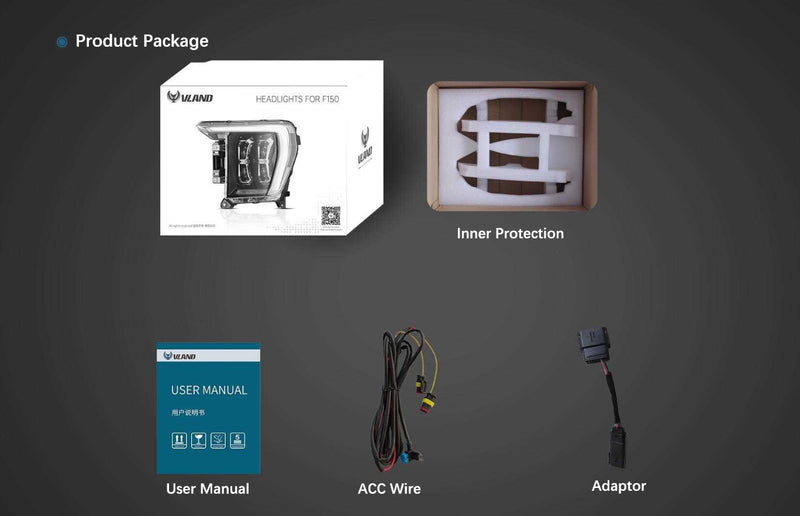 Reflektory projektorowe VLAND LED Matrix do Forda F150 14. generacji 2021-2023