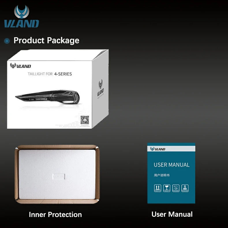 VLAND Full LED Tail Lights Assembly for BMW 4 Series Second Generation (G22/G23/G26/G82/G83) 2021-2023