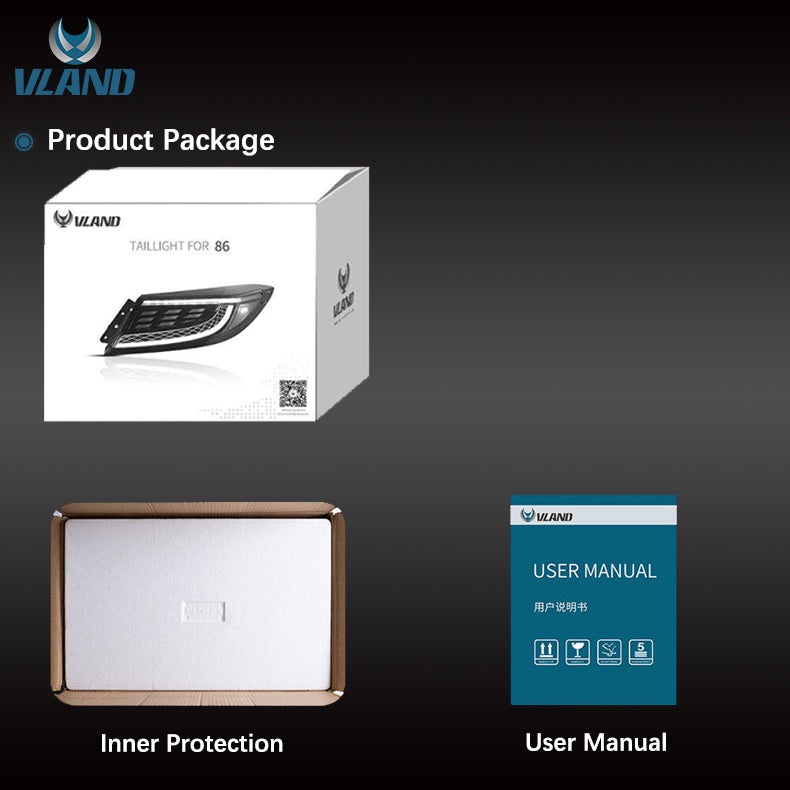 VLAND Full LED Dual Beam Headlights + LED Tail Lights for Toyota GR86 2021-2024 ZN8 2nd Gen / Subaru BRZ 2021-2024 ZD8 2n Gen