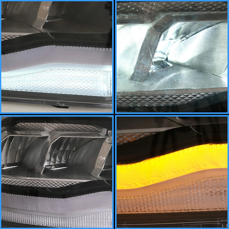 VLAND LED Reflector Projector Headlights + LED Tail Light for 09-18 Dodge RAM 1500/2500/3500