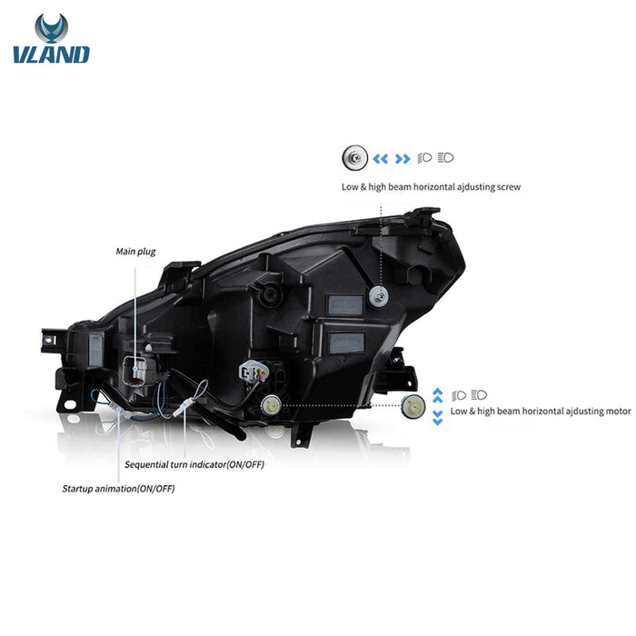 VLAND Full LED Dual Beam Projector Headlights for Toyota GR86 2021-2024 ZN8 2nd Gen / Subaru BRZ 2021-2024 ZD8 2n Gen