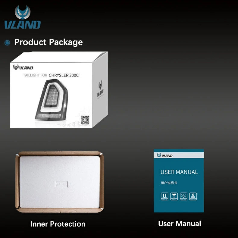 VLAND Full LED Tail Lights for Chrysler 300/Lancia Thema 2011-2014 2nd Gen LD