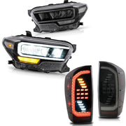 VLAND LED Headlights & Amber Turn Tail Lights For Toyota Tacoma 2016-2023