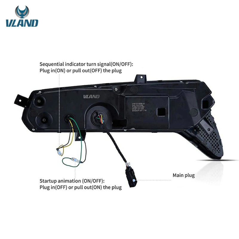 Chevrolet Chevy Corvette C7 2014-2019 VLAND LED Tail Lights C8-Style