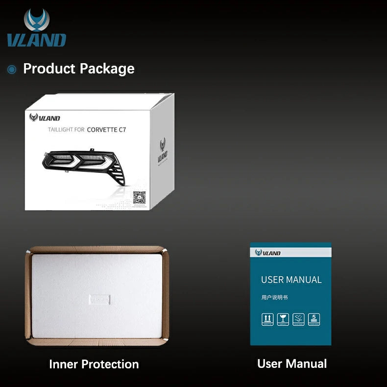 Chevrolet Chevy Corvette C7 2014-2019 VLAND LED Tail Lights C8-Style