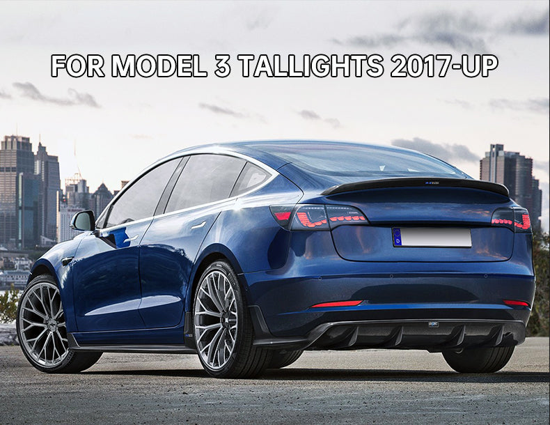 VLAND LED Tail Lights for Tesla Model 3 2007-2022 with Start Up Animation Sequential Red Indicator (US Model)