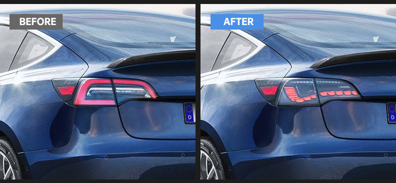 VLAND LED Tail Lights for Tesla Model 3 2007-2022 with Start Up Animation Sequential Red Indicator (US Model)