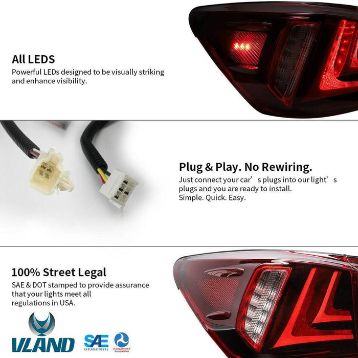Feux arrière Vland Full LED pour Lexus IS250 IS350 2006-2012 IS200d IS F 2008-2014