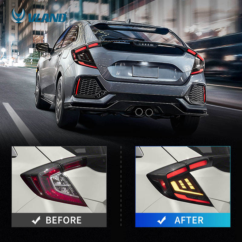 VLAND Full LED Headlights + Tail Lights for Honda Civic Hatchback 2016-2021 [Not fit Type R]
