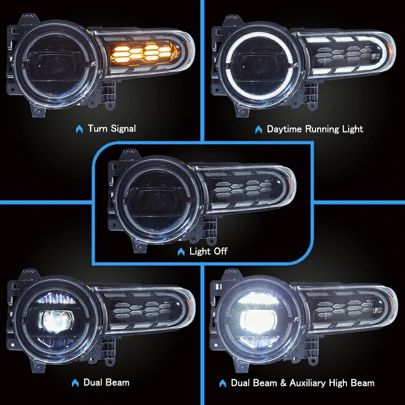Toyota FJ Cruiser 2007-2023 1st Gen VLAND Full LED Dual Beam Headlights w/ Sequential Indicator Dynamic Mode