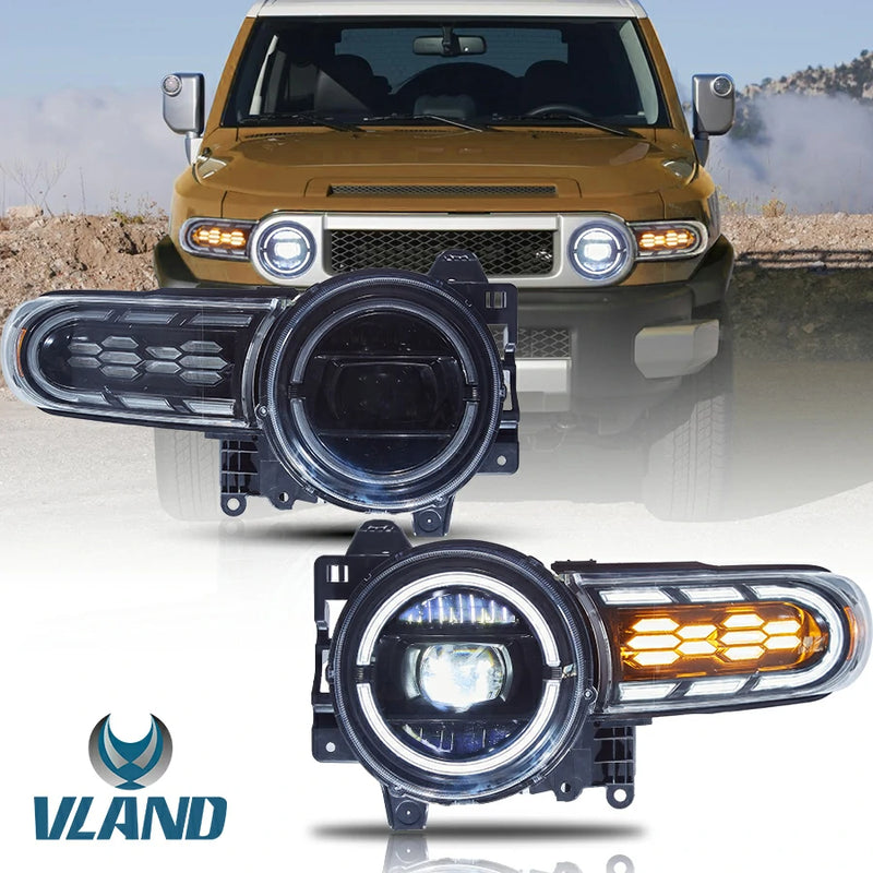 Toyota FJ Cruiser 2007-2023 1st Gen VLAND Full LED Dual Beam Headlights w/ Sequential Indicator Dynamic Mode
