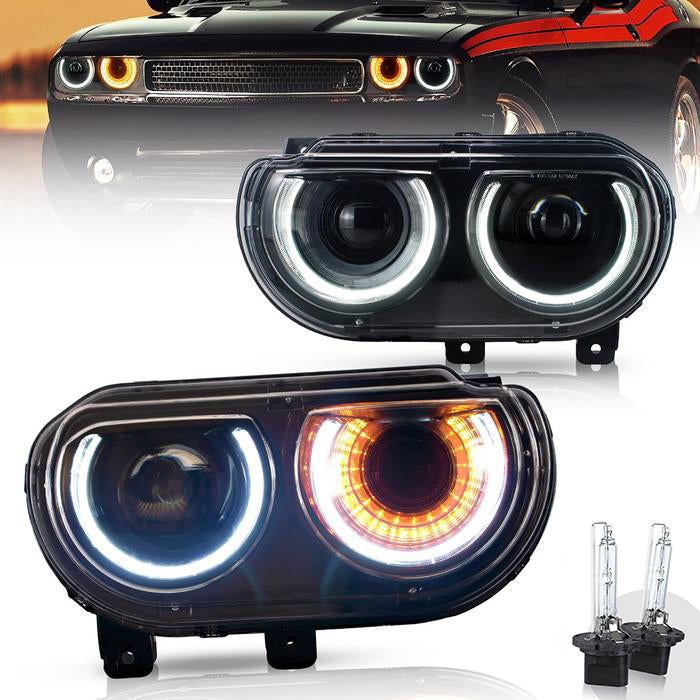 VLAND Dual Beam Headlights For Dodge Challenger 2015-2022 With Sequential Turn Signals VLAND Factory