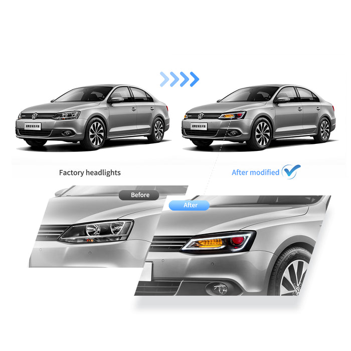 VLAND Dual Beam Headlights For Volkswagen VW Jetta / Sagitar (NOT GLI) 2011-2018 VLAND Factory