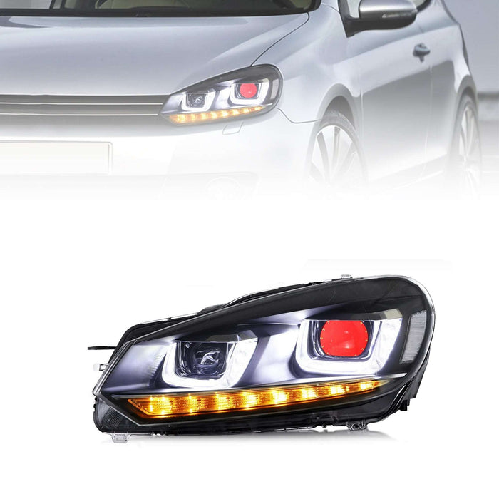 VLAND Dual Beam LED Projector Demon Eyes Headlights for Volkswagen Golf 6 / MK6 2010-2014 With Sequential (Only One Side) VLAND Factory