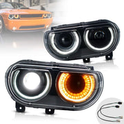 VLAND Dual Beam Projector Headlights For Dodge Challenger 2008-2014 with Sequential Turn Signals VLAND Factory