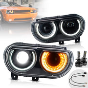 VLAND Dual Beam Projector Headlights For Dodge Challenger 2008-2014 with Sequential Turn Signals VLAND Factory