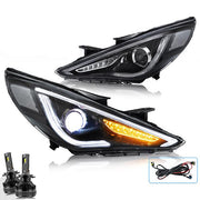 VLAND Dual Beam Projector Headlights For Hyundai Sonata 2011-2014 W/ Sequential VLAND Factory