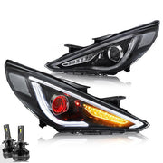 VLAND Dual Beam Projector Headlights For Hyundai Sonata 2011-2014 W/ Sequential VLAND Factory