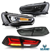 VLAND Dual Beam Projector Headlights and Tail Lights for Mitsubishi Lancer EVO X 2008-2020 (Multi-Choice Combination) VLAND Factory