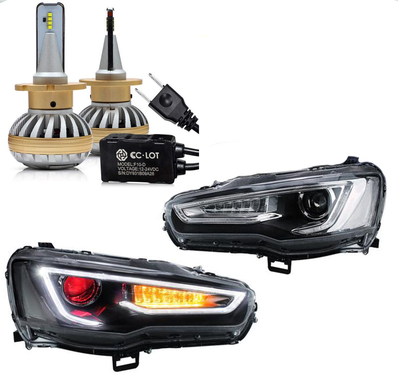 VLAND Dual Beam Projector Headlights for Mitsubishi Lancer EVO X 2008-2020 VLAND Factory