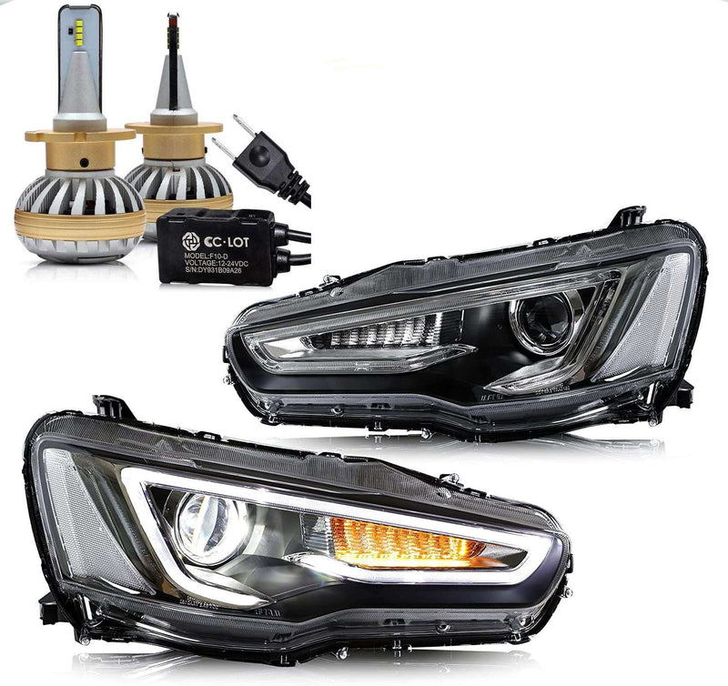 VLAND Dual Beam Projector Headlights for Mitsubishi Lancer EVO X 2008-2020 VLAND Factory