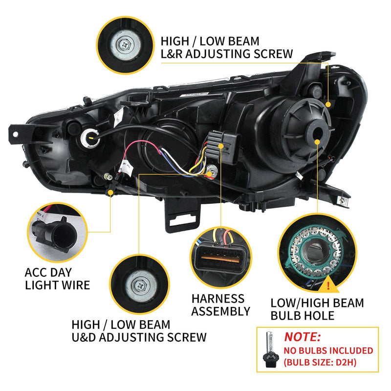 VLAND Dual Beam Projector Headlights for Mitsubishi Lancer EVO X 2008-2020 VLAND Factory