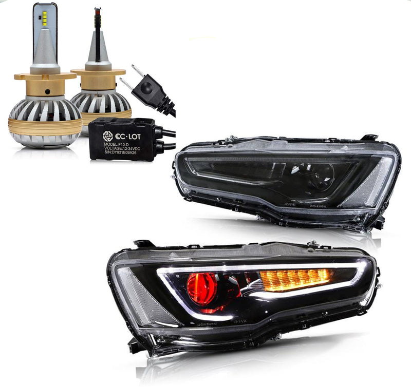 VLAND Dual Beam Projector Headlights for Mitsubishi Lancer EVO X 2008-2020 VLAND Factory