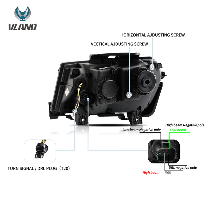 VLAND Dual Beam RGB Headlights For Chevrolet Camaro 2014-2015 w/Sequential indicators VLAND Factory