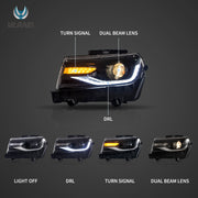 VLAND Dual Beam RGB Headlights For Chevrolet Camaro 2014-2015 w/Sequential indicators VLAND Factory