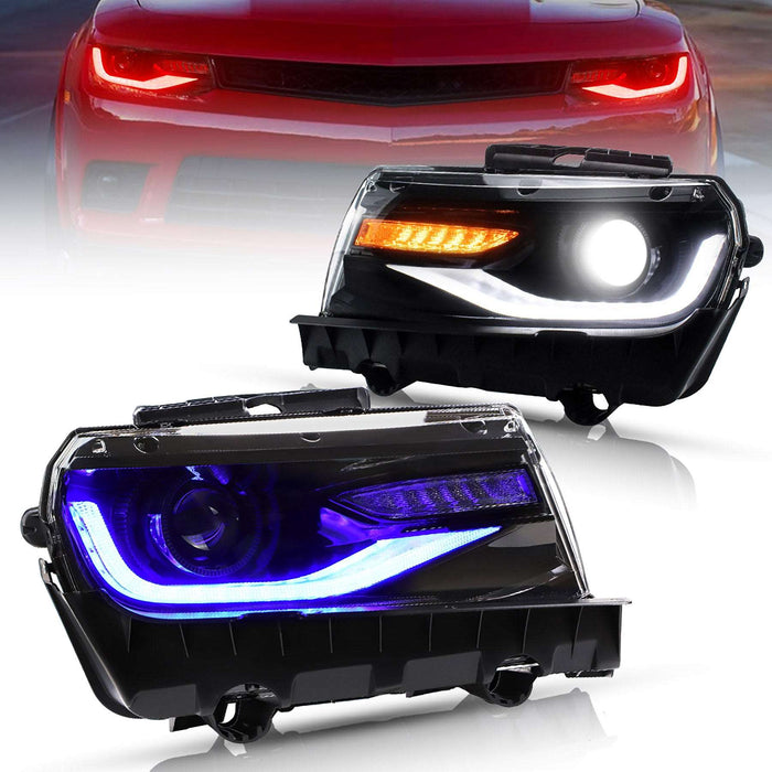 VLAND Dual Beam RGB Headlights For Chevrolet Camaro 2014-2015 w/Sequential indicators VLAND Factory