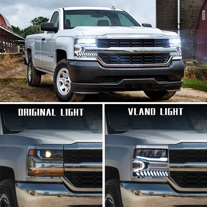 VLAND Full LED Headlights For Chevrolet Silverado 2016-2018 VLAND Factory