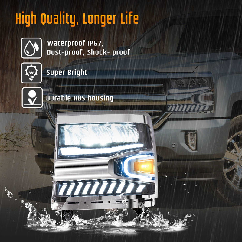 VLAND Full LED Headlights For Chevrolet Silverado 2016-2018 VLAND Factory