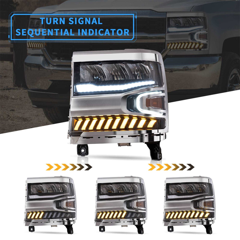 VLAND Full LED Headlights For Chevrolet Silverado 2016-2018 VLAND Factory