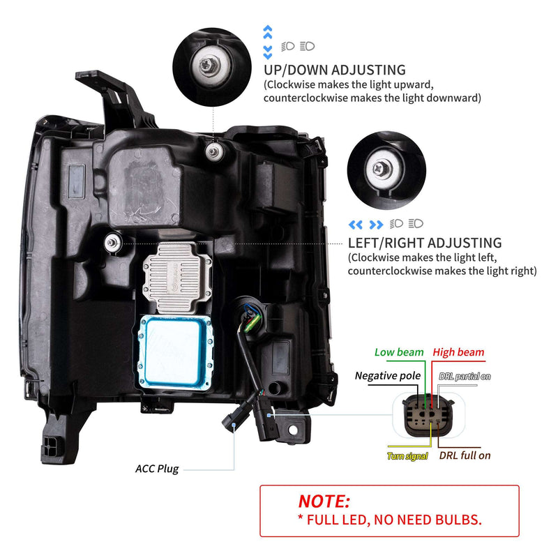 VLAND Full LED Headlights For Chevrolet Silverado 2016-2018 VLAND Factory