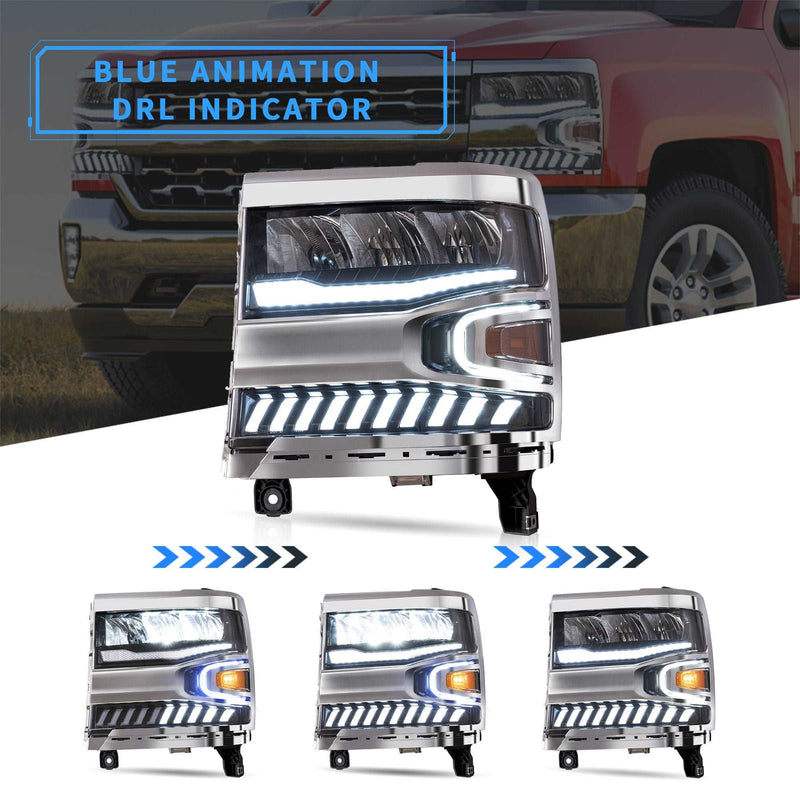 VLAND Full LED Headlights For Chevrolet Silverado 2016-2018 VLAND Factory