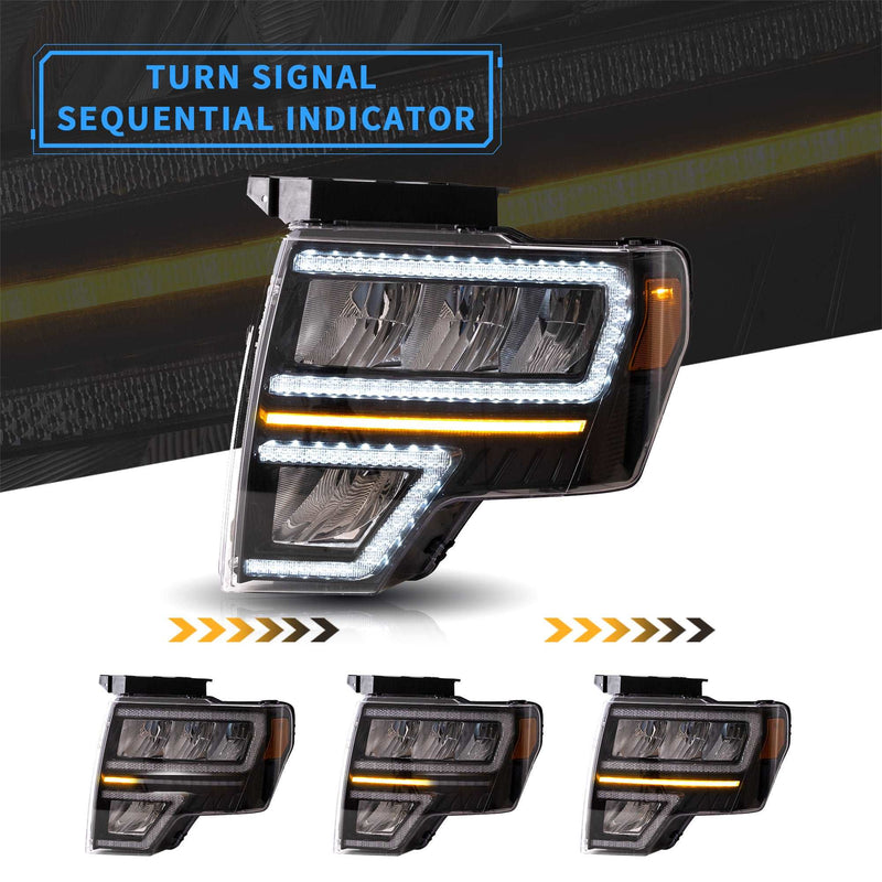 VLAND Full LED Headlights For Ford F150 Pickup 2009-2014 With DRL VLAND Factory