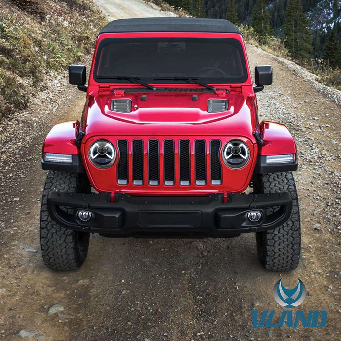 VLAND Full LED Headlights For Jeep Wrangler 2018-2022 w/ Activate Lighting (9 Inches) VLAND Factory