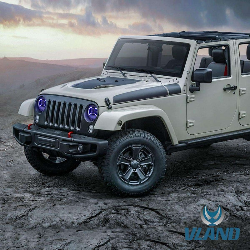 VLAND Full LED Headlights For Jeep Wrangler 2018-2022 w/ Activate Lighting (9 Inches) VLAND Factory