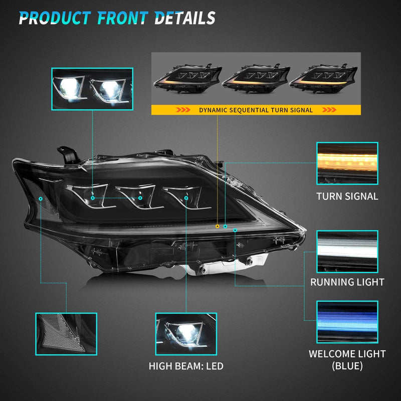 VLAND Full LED Headlights For Lexus RX 350 450H 2012-2015 VLAND Factory