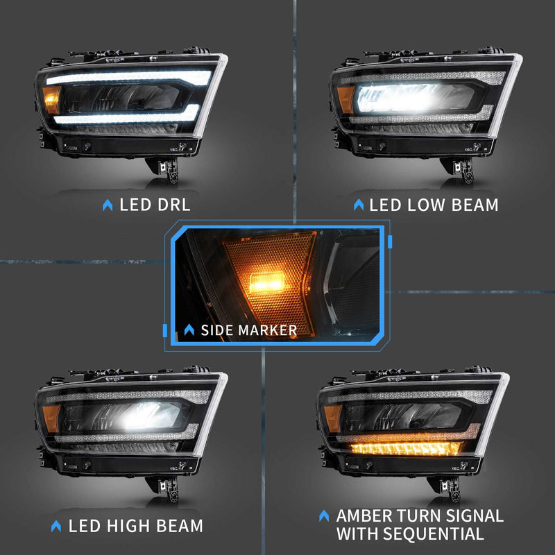 VLAND Full LED Headlights For Ram 1500 2019-2024 VLAND Factory