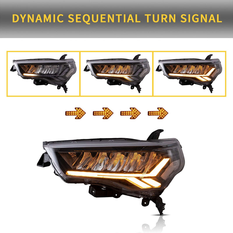VLAND Full LED Headlights For Toyota 4Runner 2014-2023 5th Gen with Dynamic DRL VLAND Factory