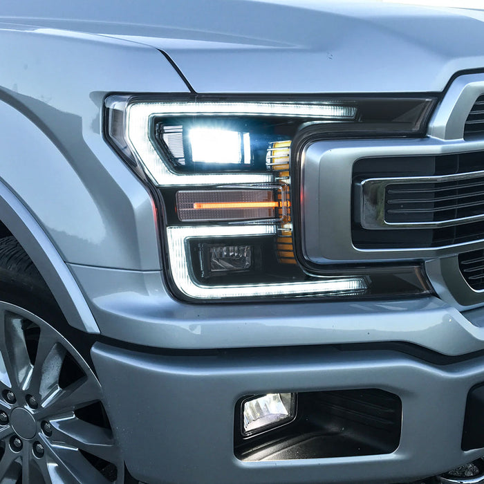 VLAND Full LED Headlights for Ford F150 2018-2020 with Sequential Turn Signals (Black and Chrome Housing Style) VLAND Factory