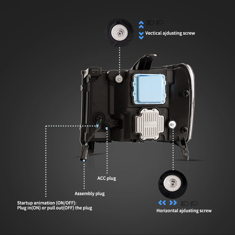 VLAND Full LED Headlights for GMC Sierra 1500 SLE 2007-2013 With Start-Animation VLAND Factory