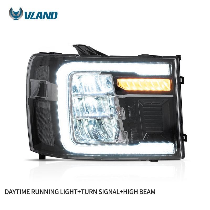 VLAND Full LED Headlights for GMC Sierra 1500 SLE 2007-2013 With Start-Animation VLAND Factory